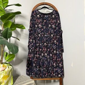 Torrid 4X Black Floral Mesh Ruffled Long Sleeve Dress